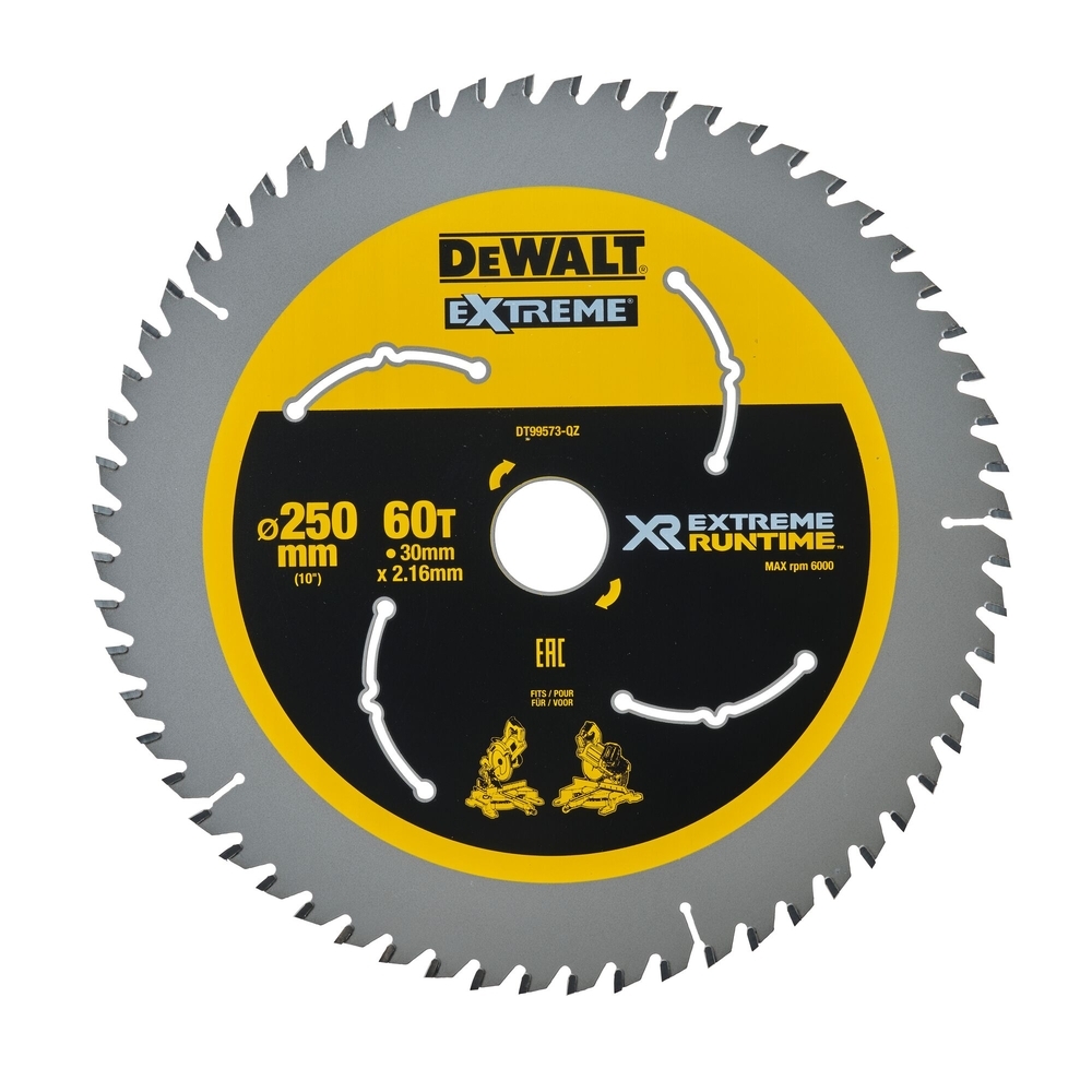 Lame de scie circulaire stationnaire carbure XR Runtime, 250 x 30 mm, 60 dents - DT99573-QZ - DEWALT