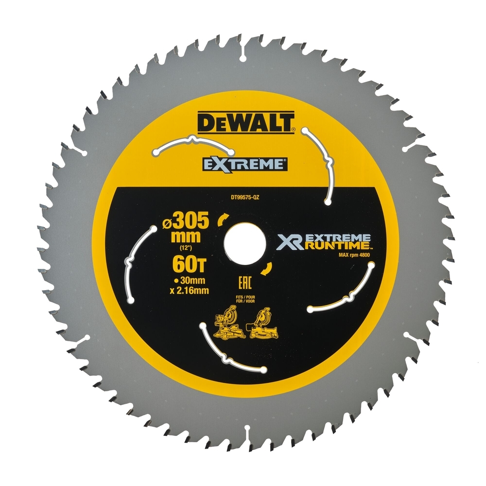 Lame de scie circulaire stationnaire carbure XR Runtime, 305 x 30 mm, 60 dents - DT99575-QZ - DEWALT
