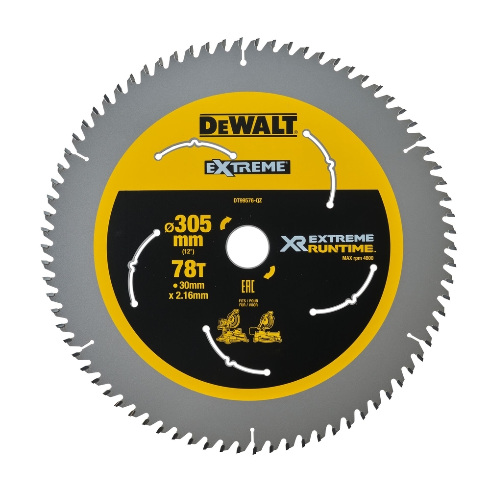 Lame de scie circulaire stationnaire carbure XR Runtime, 305 x 30 mm, 78 dents - DT99576-QZ - DEWALT