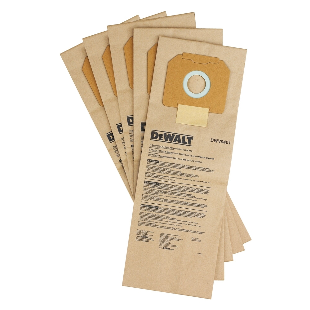 5 sacs d’aspirateur en papier - compatible avec DWV901L / DWV902M - DWV9401-XJ - DEWALT