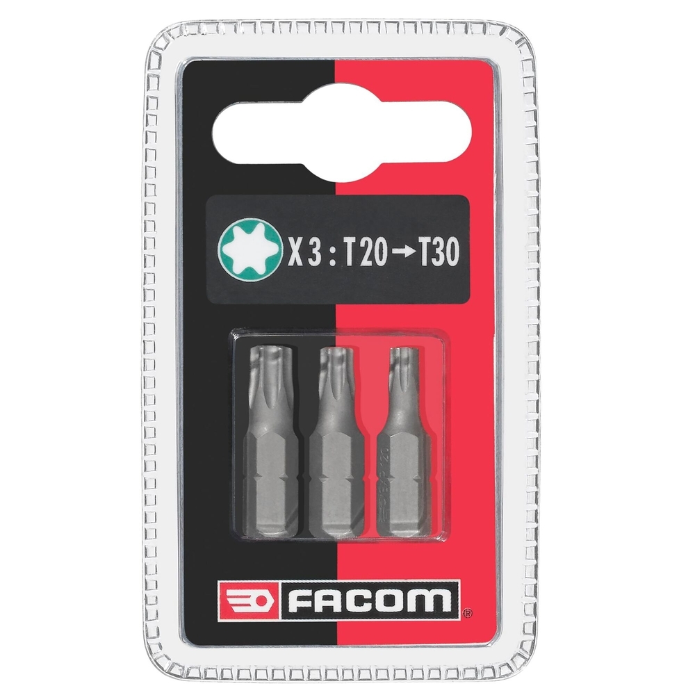 Jeu de 3 embouts standard série 1 Torx T20-25-30 - Par 10 - FACOM - EX12.J3