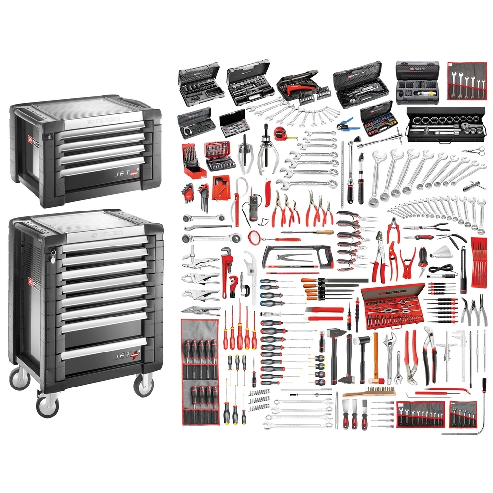 Sélection mécanicien 528 outils + servante 8 tiroirs - FACOM - JET8.M160A