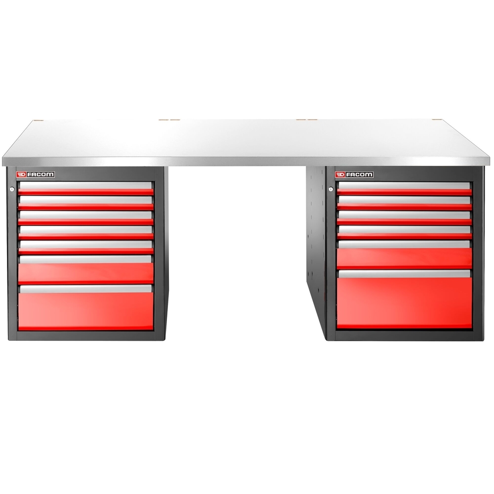 Établi 2,2 m 13 tiroirs 569 x 421 mm plateau inox version basse - FACOM - JLS3-2MS13DL