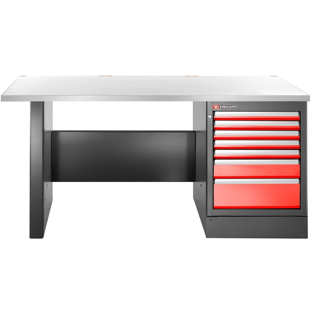 Établi 2,2 m 7 tiroirs 569 x 421 mm plateau inox version haute - FACOM - JLS3-2MS7DH