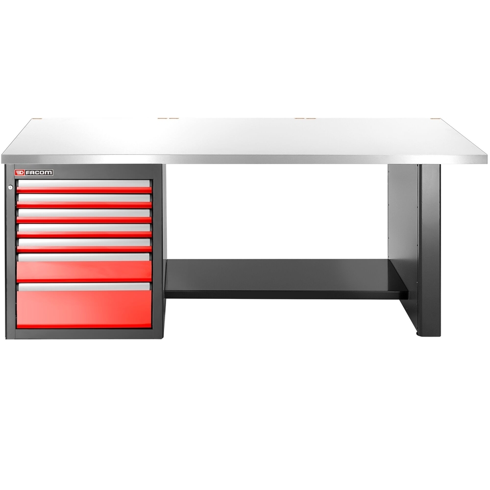 Établi 2,2 m 7 tiroirs 569 x 421 mm plateau inox version basse - FACOM - JLS3-2MS7DL