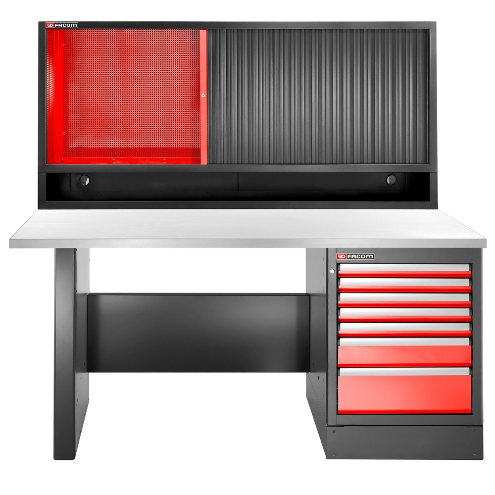 Établi 2,2m 7 tiroirs 569 x 421mm plateau inox armoire rideau version haute - FACOM - JLS3-2MS7DSCH