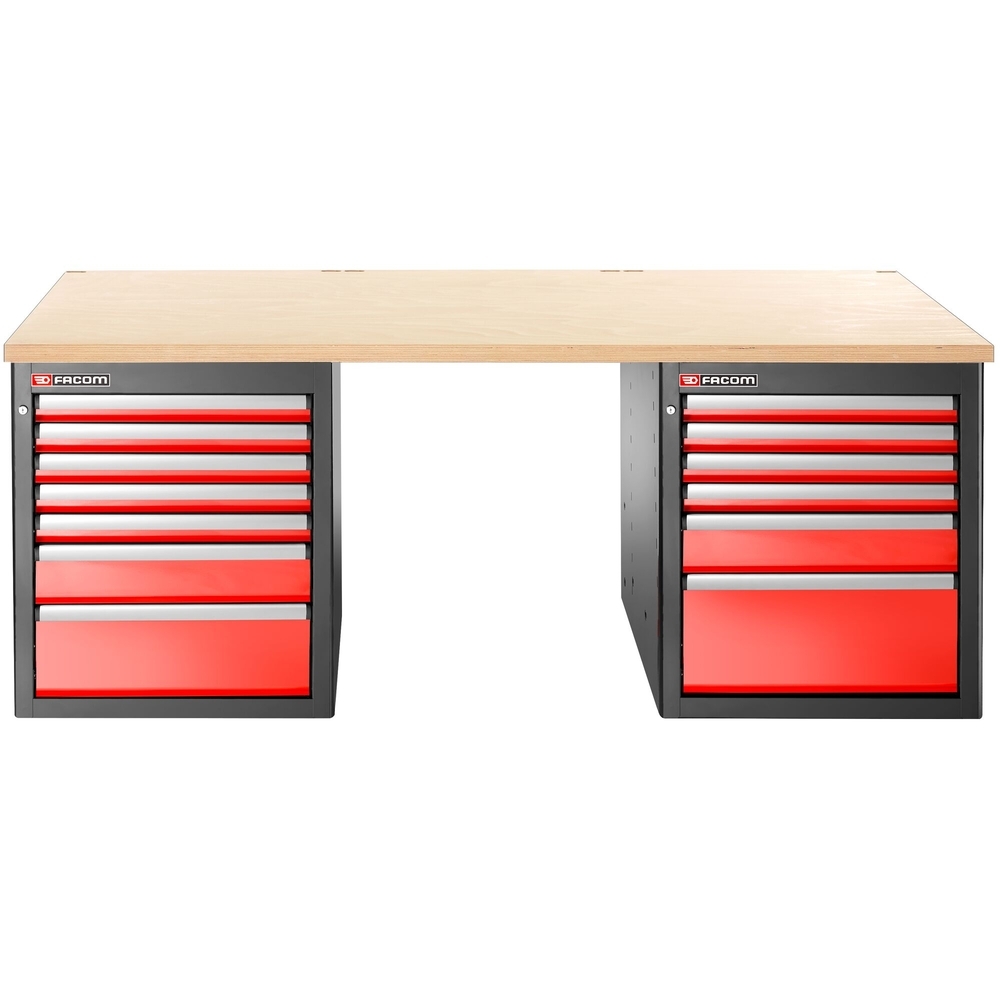 Établi 2,2 m 13 tiroirs 569 x 421 mm plateau bois version basse - FACOM - JLS3-2MW13DL