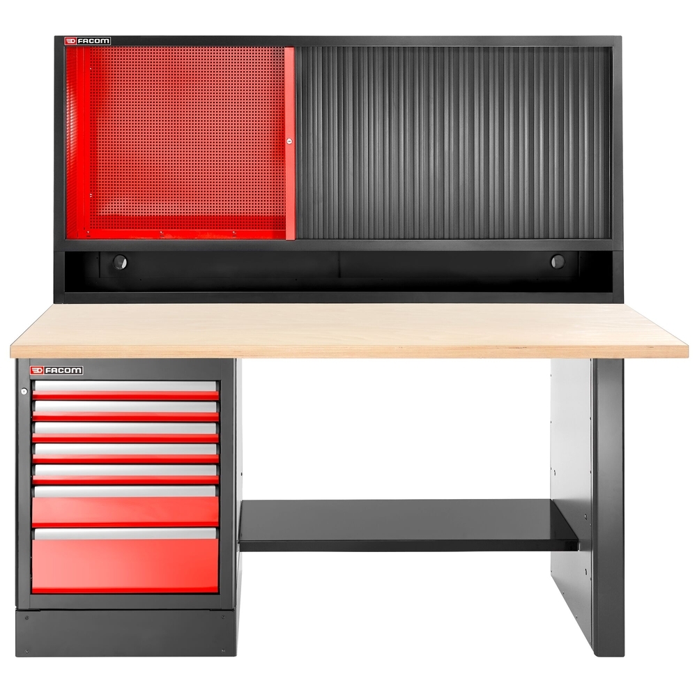 Établi 2,2 m 7 tiroirs 569 x 421 mm plateau bois armoire rideau version hau - FACOM - JLS3-2MW7DSCH