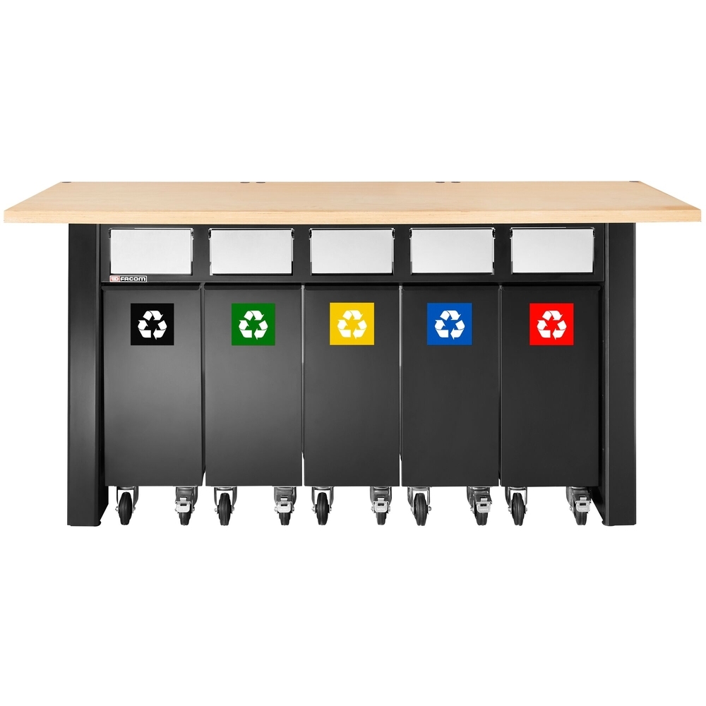 Set de 5 containeurs à déchets avec système de trappes - FACOM - JLS3-5BINS