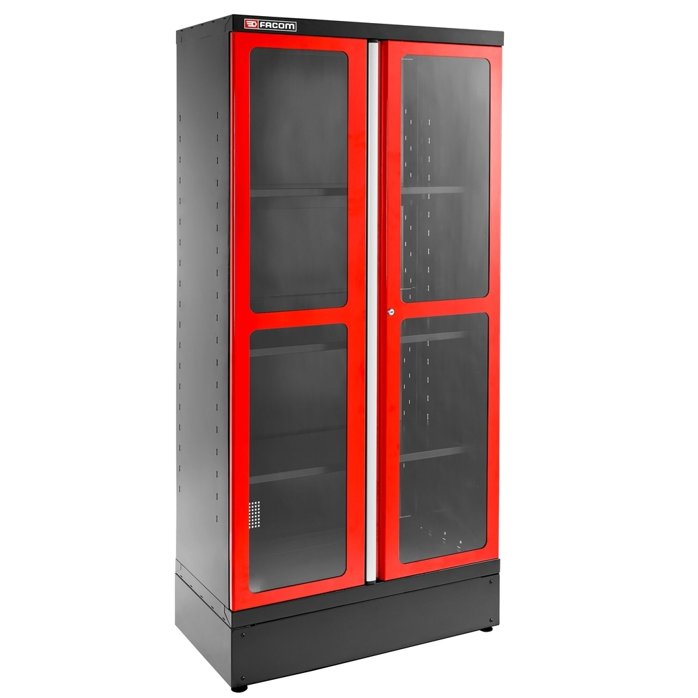 Armoire 2 portes vitrées plexi 3 étagères L 1000 x p 506 x h 2060 mm rouge - FACOM - JLS3-A1000PV