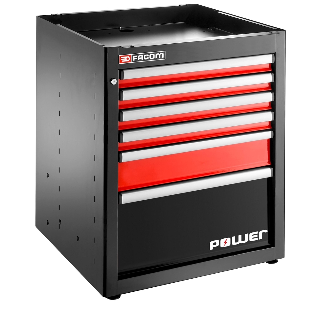 Meuble bas simple 6 tiroirs avec 1 tiroir POWER 569 x 421 mm rouge - FACOM - JLS3-MBSPOWER