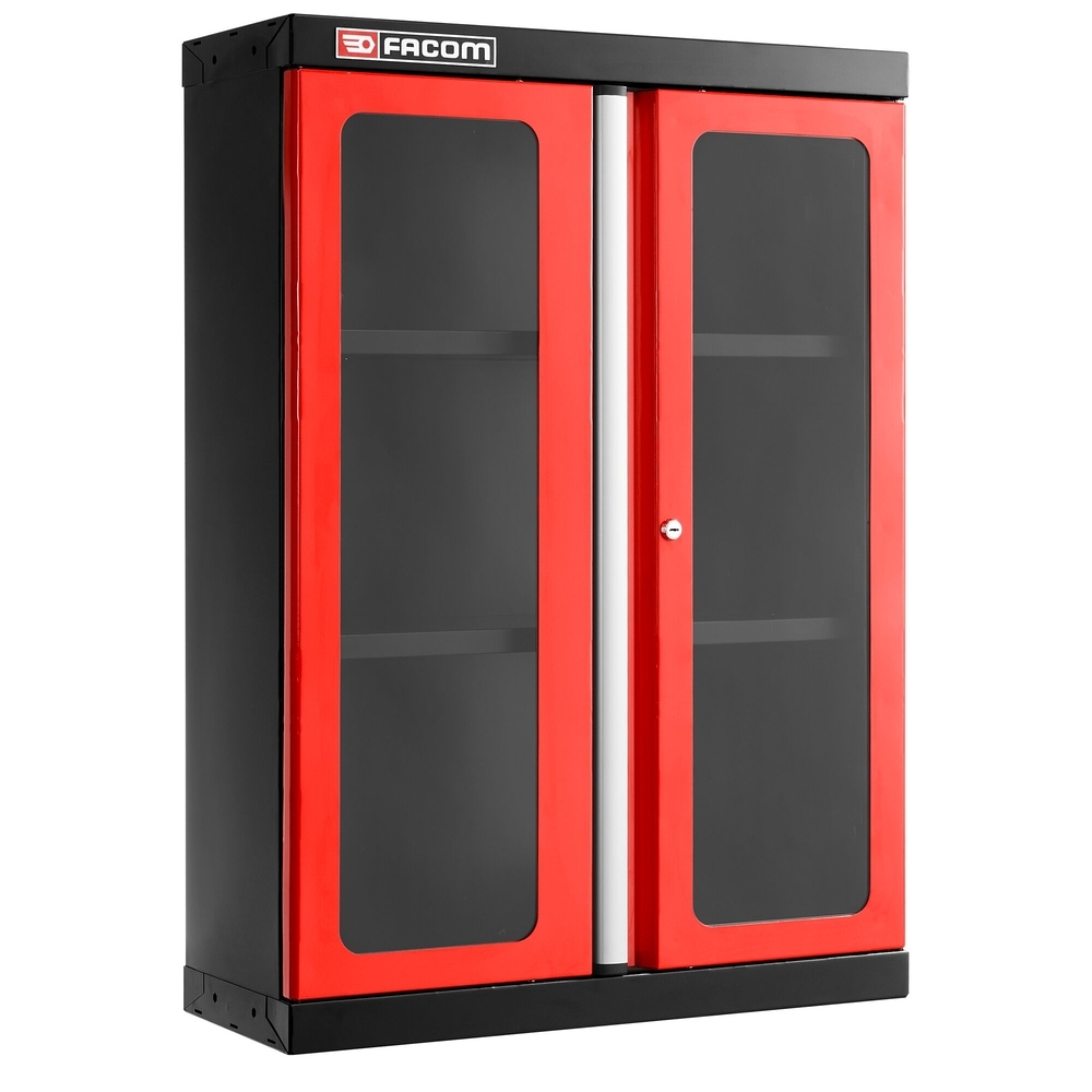 Meuble haut 2 portes vitrées en plexi 2 étagères rouge - FACOM - JLS3-MHSPV