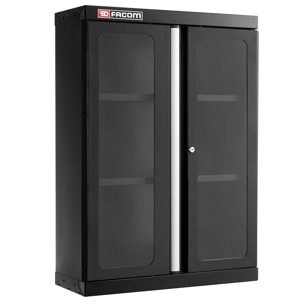 Meuble haut 2 portes vitrées en plexi 2 étagères noir - FACOM - JLS3-MHSPVBS