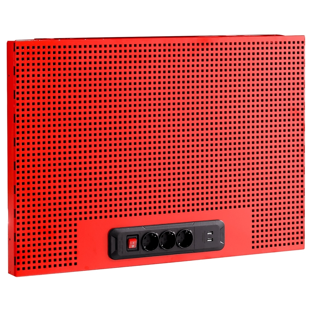Demi panneau perforé avec multiprises et USB carrés 6 x 6 mm 1 module rouge - FACOM - JLS3-PPAV1USB