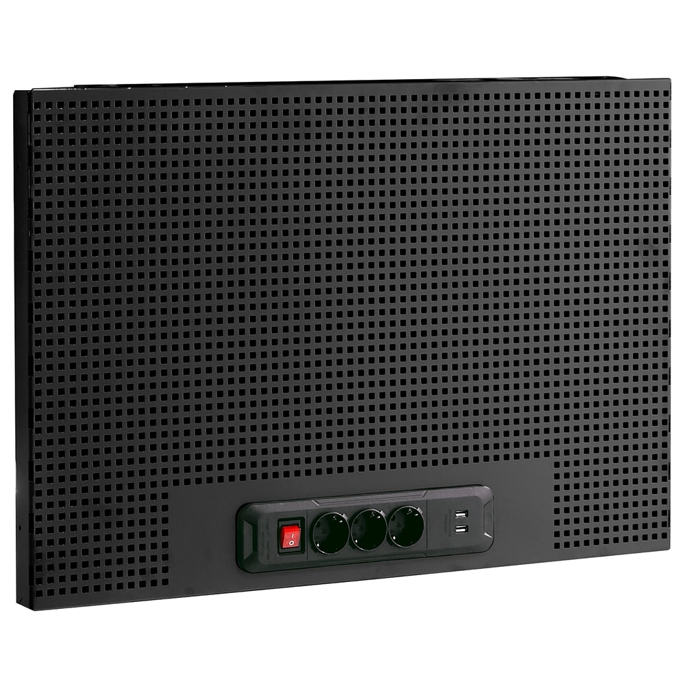 Demi panneau perforé avec multiprises et USB carrés 6 x 6 mm 1 module noir - FACOM - JLS3-PPAV1USBBS