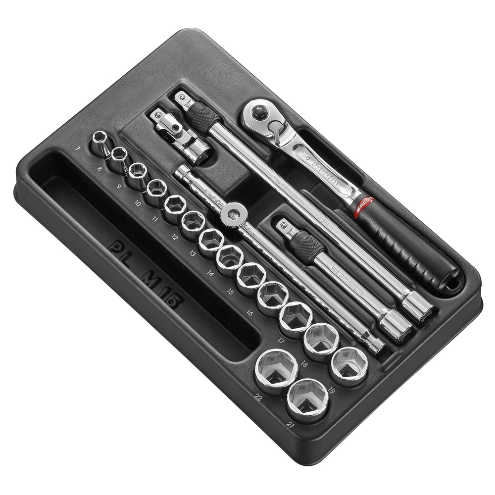 Module douilles 6 pans métriques 20 pièces 3/8