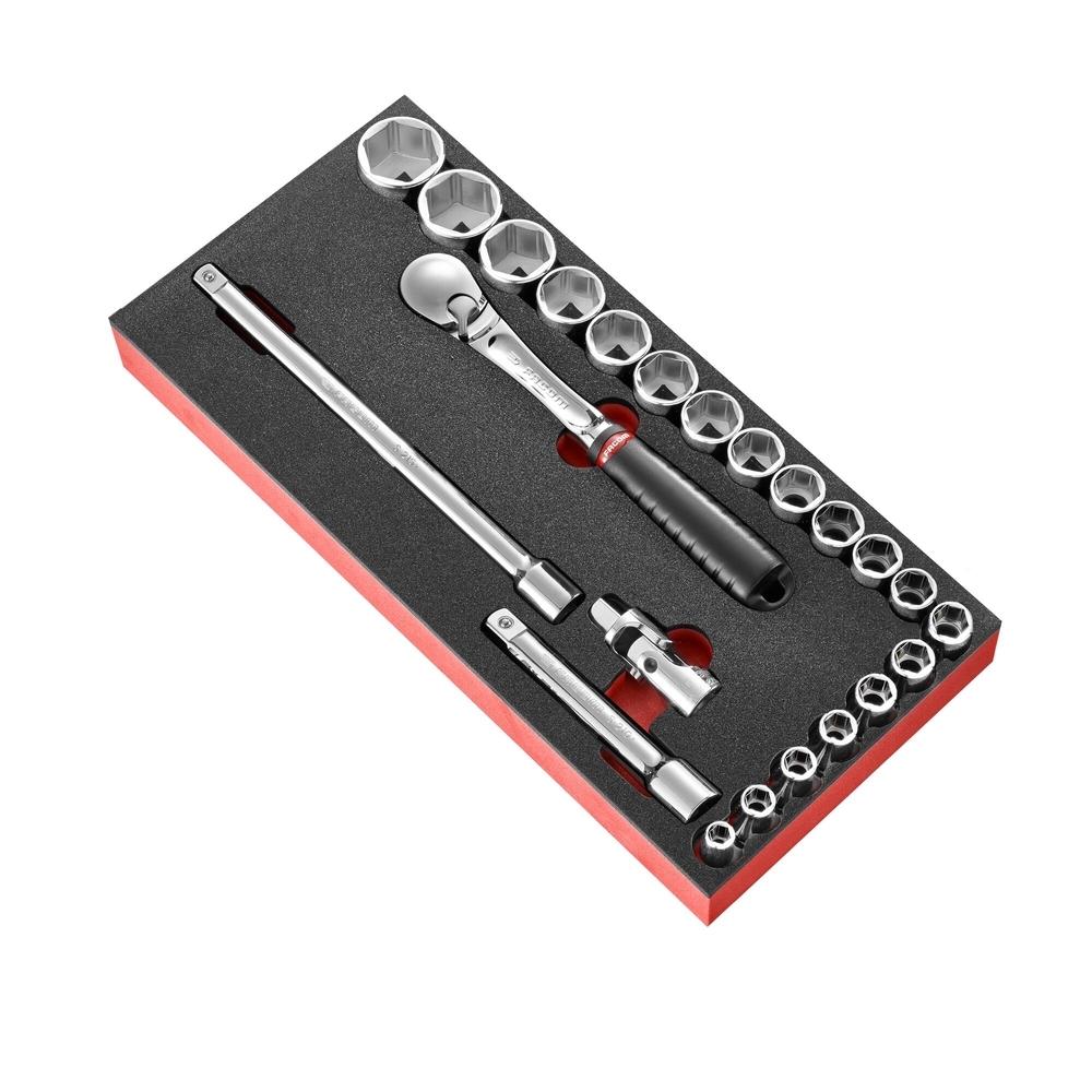 Module mousse douilles 6 pans métriques 23 pièces 1/2