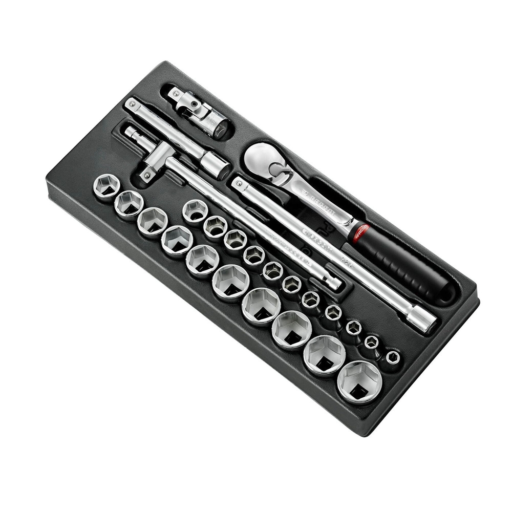 Module douilles 6 pans métriques 26 pièces 1/2