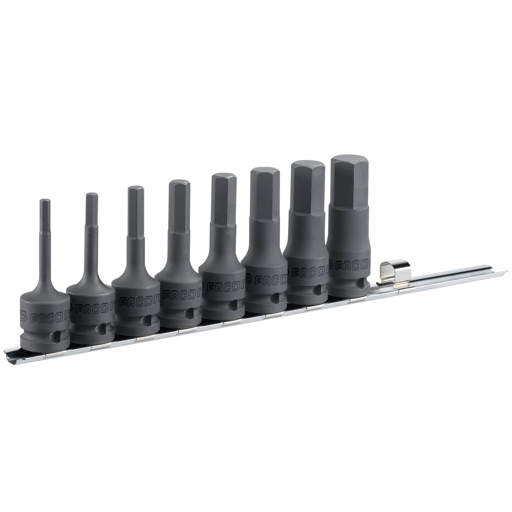Jeu de 8 douilles tournevis impact pour vis 6 pans creux métriques sur rack 1/2 - FACOM - NSHM.J8