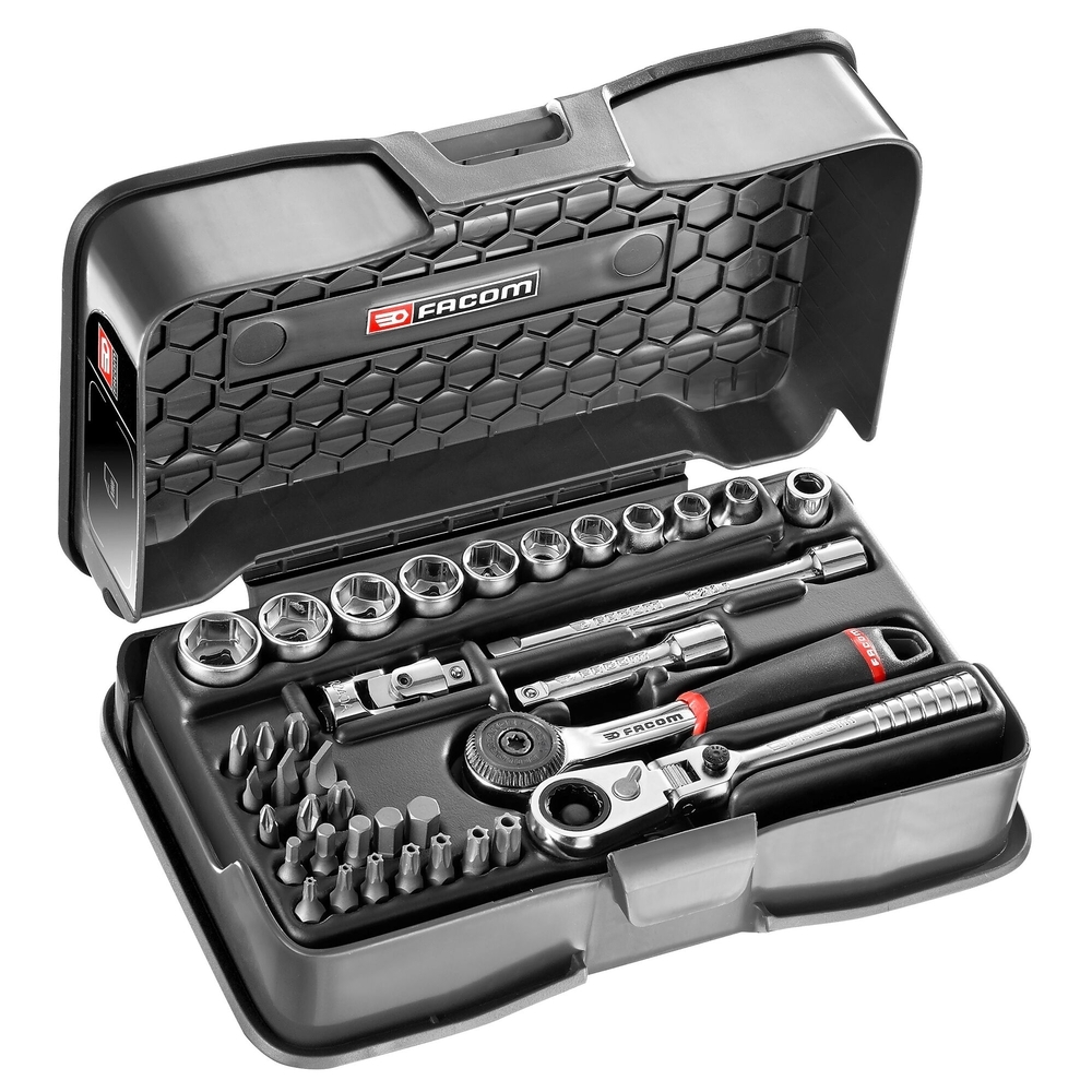 Coffret de douilles Hexagonale 6 pans métriques et embouts 37 pièces 1/4'' - FACOM - R.161-6P6HX