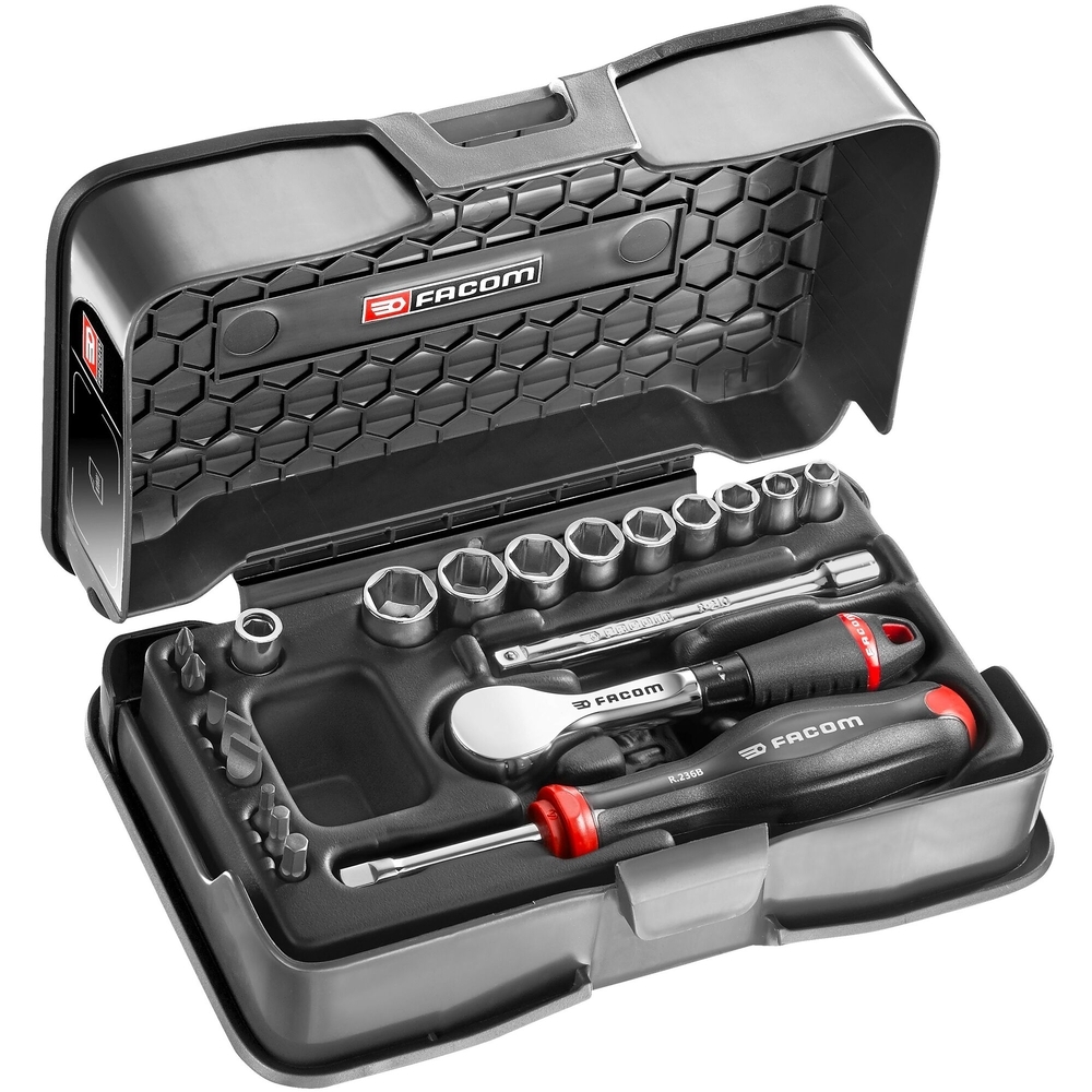 Jeu de douille et embout 6 pans métriques 21 pièces 1/4