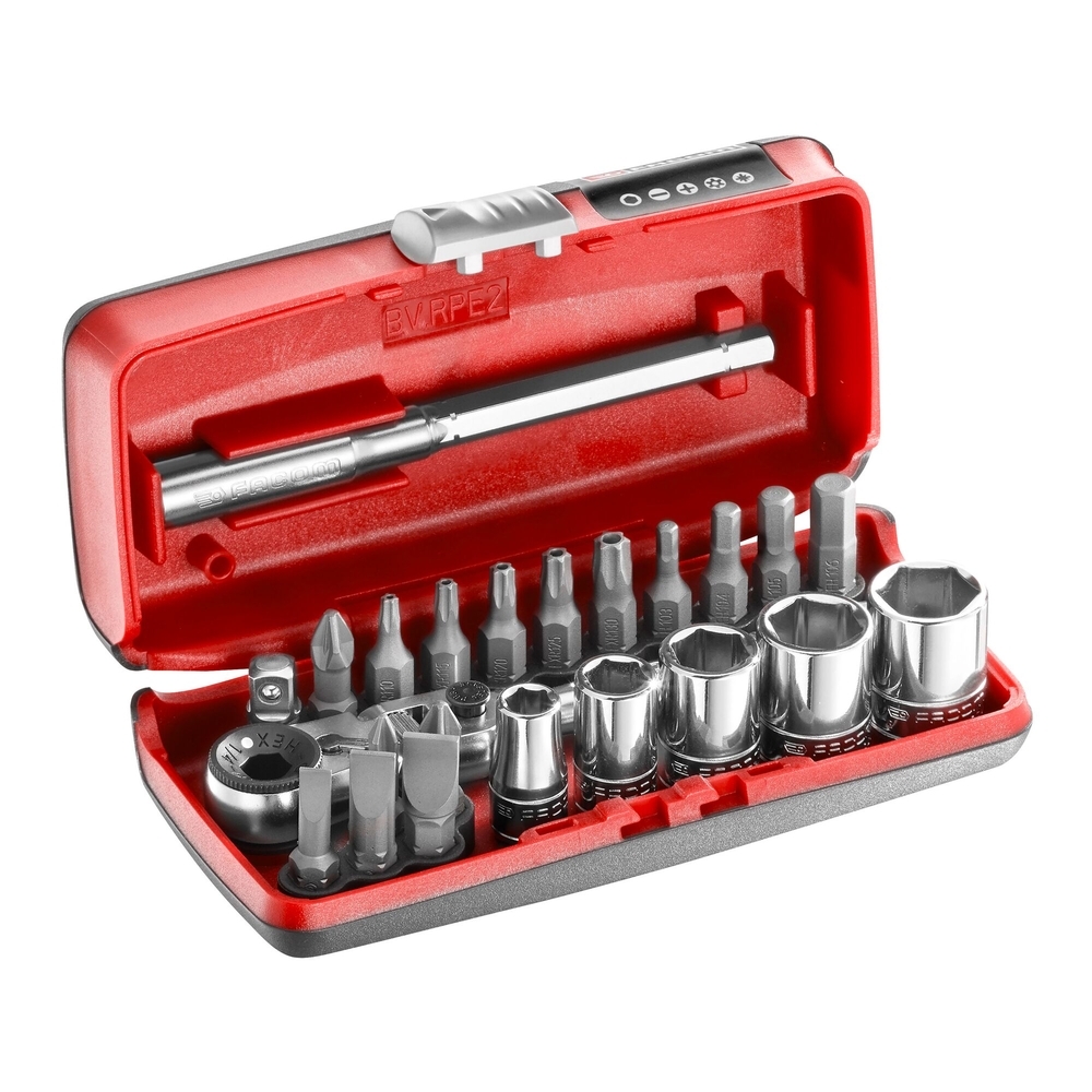 Coffret douilles 1/4'' 6 pans métriques et embouts - 23 pièces - FACOM - R1PICO
