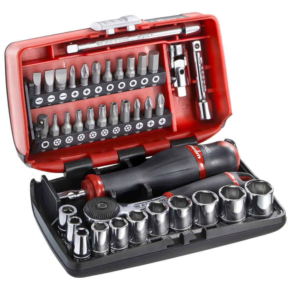 Coffret douilles 6 pans métriques et embouts 38 pièces 1/4 FACOM - R2NANOPB