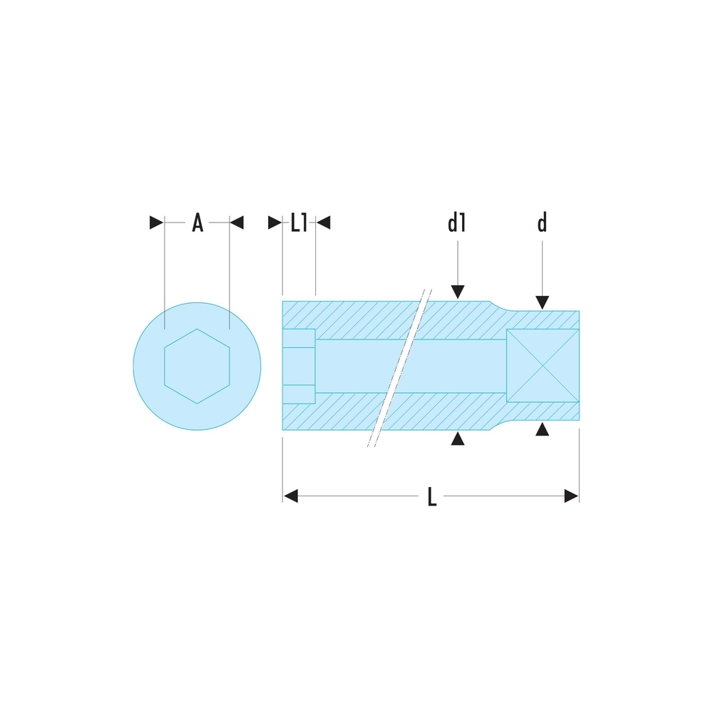 Douille 1/4 6 pans de 3/8 - FACOM - R.3/8