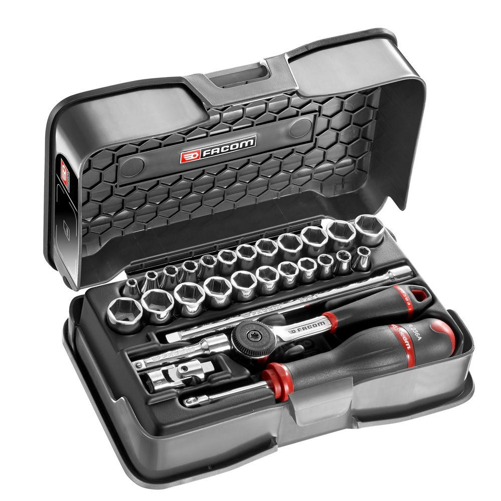 Coffret douilles 28 6 pans métriques et pouces 1/4