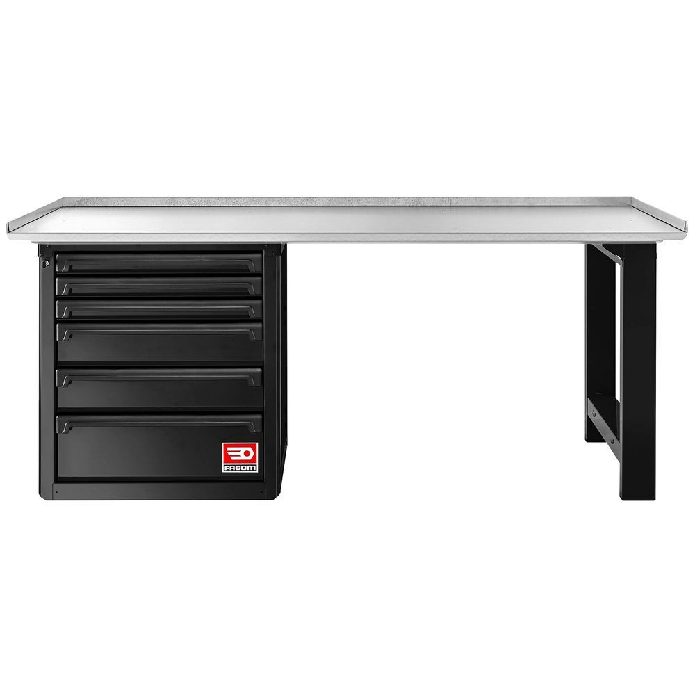 Établi avec plateau galvanisé et meuble bas 6 tiroirs - noir - RWS2 - FACOM - RWS2-2MG6DBS
