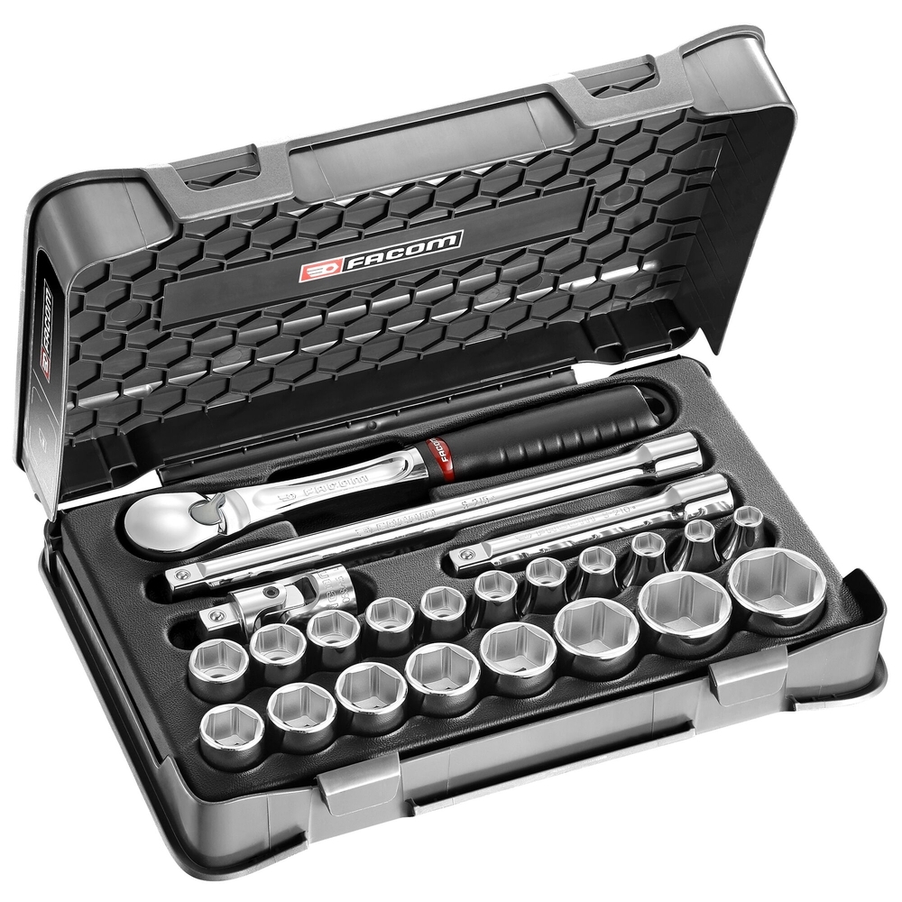 Coffret douilles, 6 pans métriques, 23 pièces, 1/2