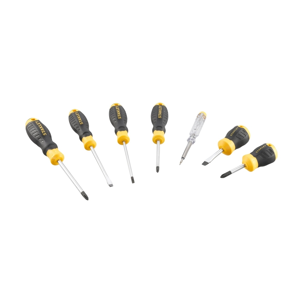 Tournevis Cushion Grip Phillips + électricien + mécanicien + testeur - jeu de 7  - STHT16166-0 - STANLEY