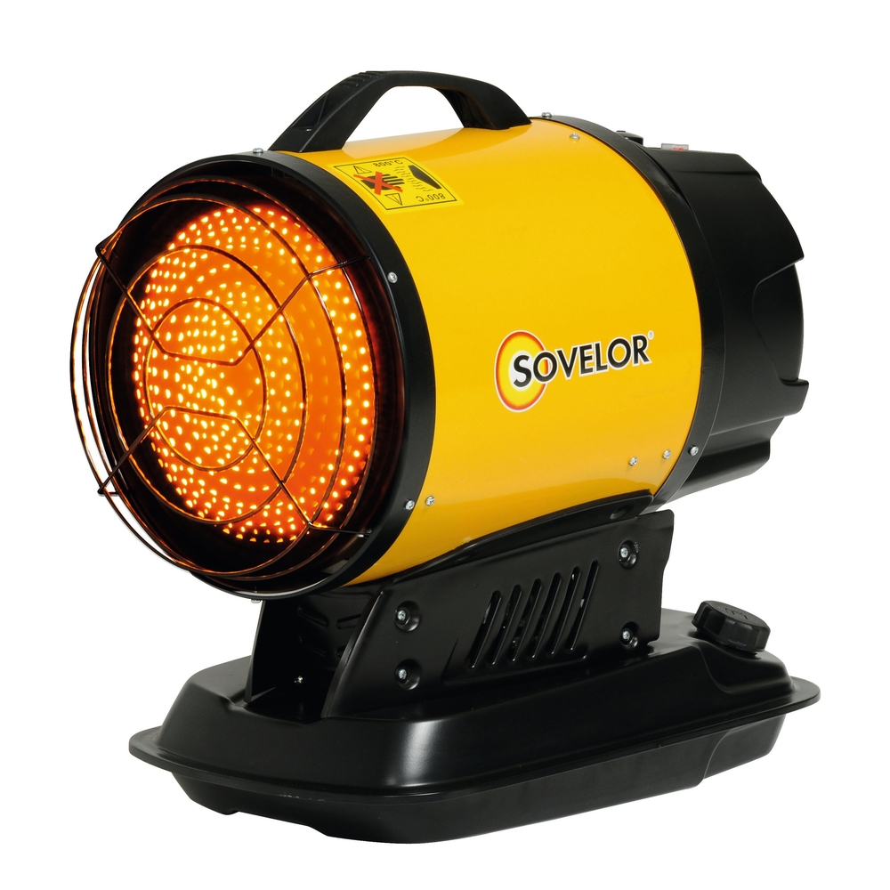 Chauffage radiant 17kW SOVELOR portable au fuel à combustion directe sur batterie MINISUNDC
