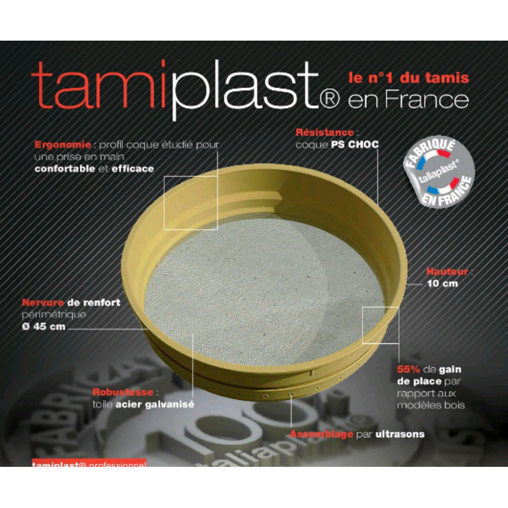 Tamis plastique ' tamiplast' TALIAPLAST pour professionnel N°6- 370502
