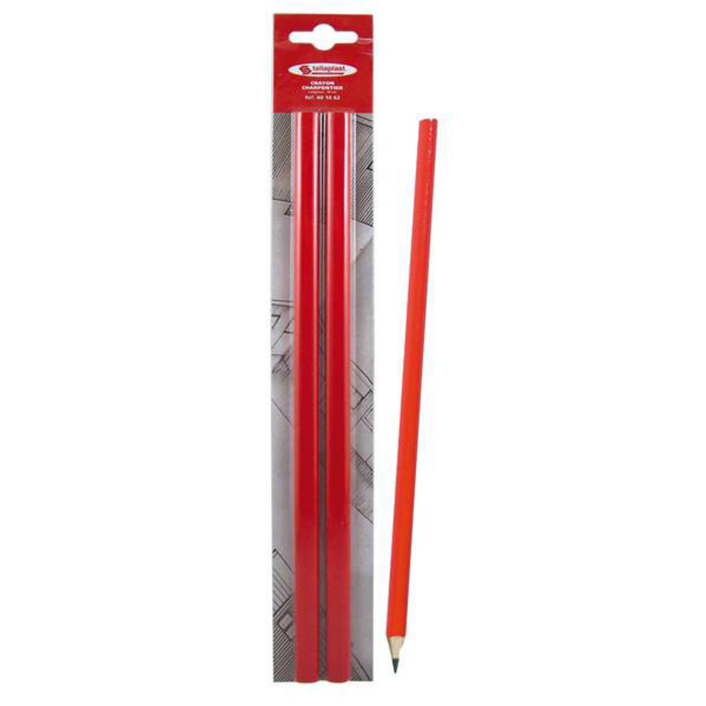 2 CRAYONS DE CHARPENTIER ROUGE 30CM SOUS BLISTER TALIAPLAST - 401062