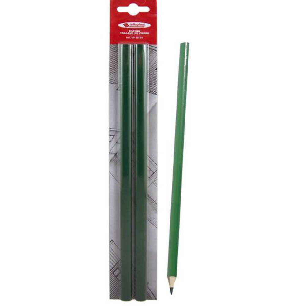 2 CRAYONS TAILLEUR DE PIERRE VERT 30CM SOUS BLISTER TALIAPLAST - 401064