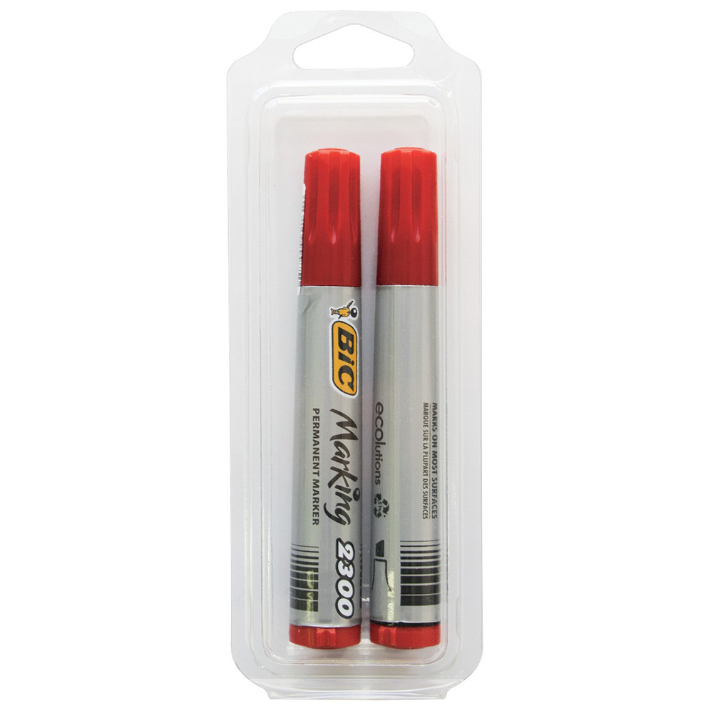 2 marqueurs permanents rouges corps plastique (blister) TALIAPLAST - 401090