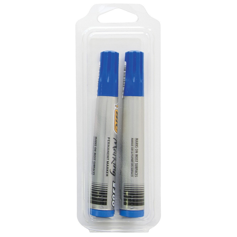 2 marqueurs permanents bleus corps plastique (blister) TALIAPLAST - 401091