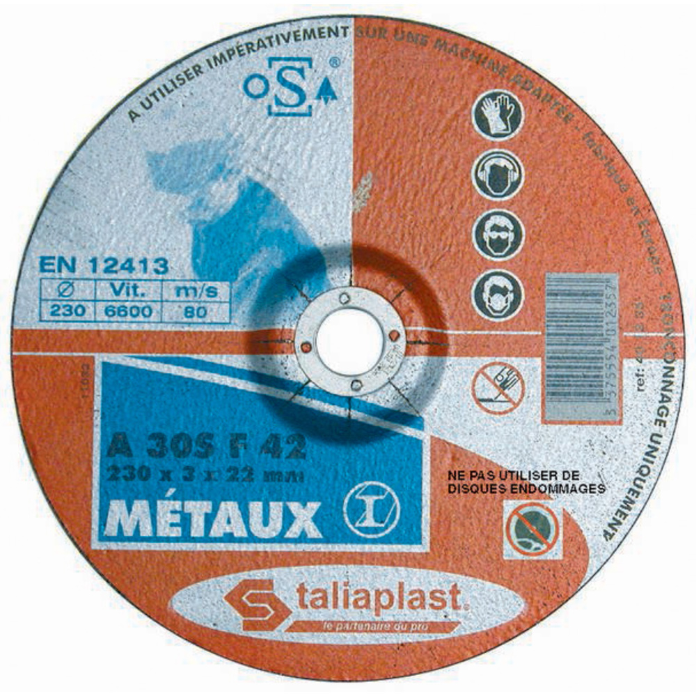 DISQUE ABRASIF POUR METAUX 230MM TALIAPLAST - 401235