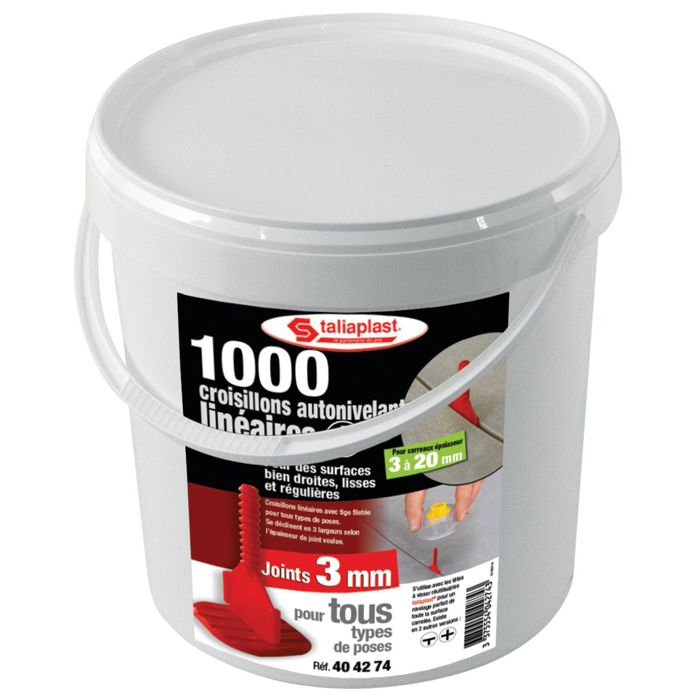 CROISILLONS AUTO-NIVELANTS LINEAIRES 3 MM (1000 PIECES) TALIAPLAST - 404274