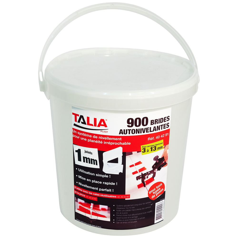 BRIDES AUTO-NIVELANTES 1MM (SEAU DE 900 PIECES) TALIAPLAST - 404291