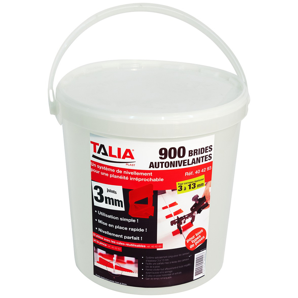 BRIDES AUTO-NIVELANTES 3MM (SEAU DE 900 PIECES) TALIAPLAST - 404293