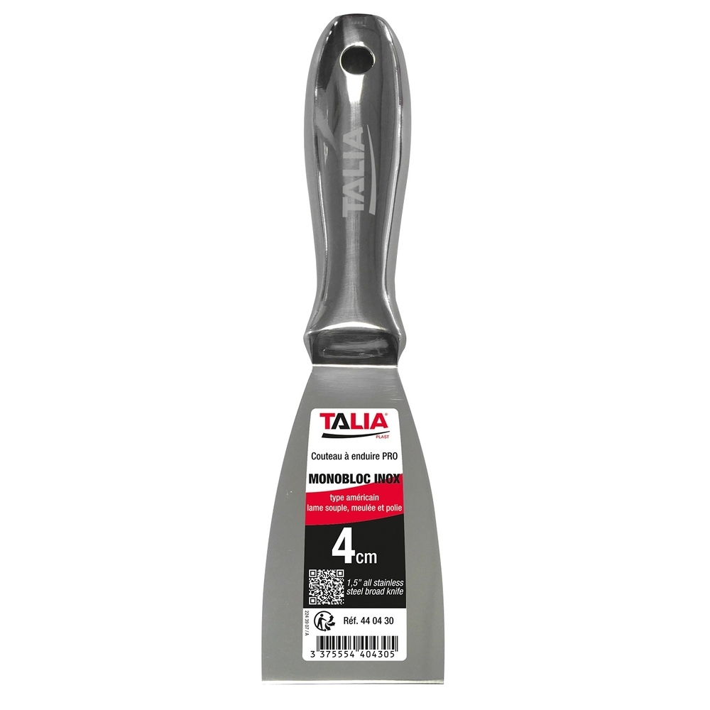 Couteau à enduire monobloc type américain inox 4cm - TALIAPLAST - 440430