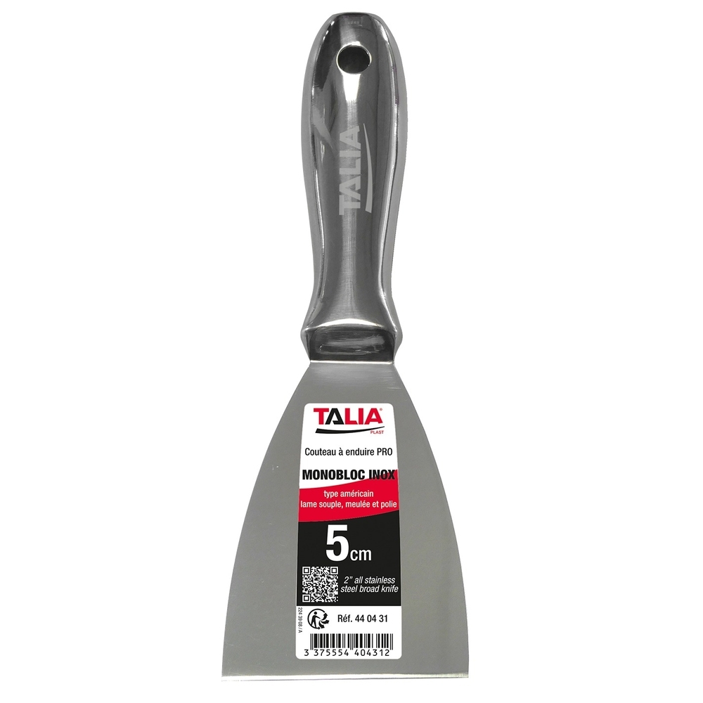 Couteau à enduire monobloc type américain inox 5cm - TALIAPLAST - 440431