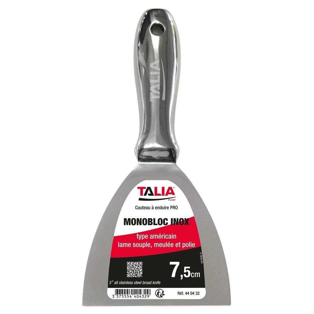 Couteau à enduire monobloc type américain inox 8cm - TALIAPLAST - 440432