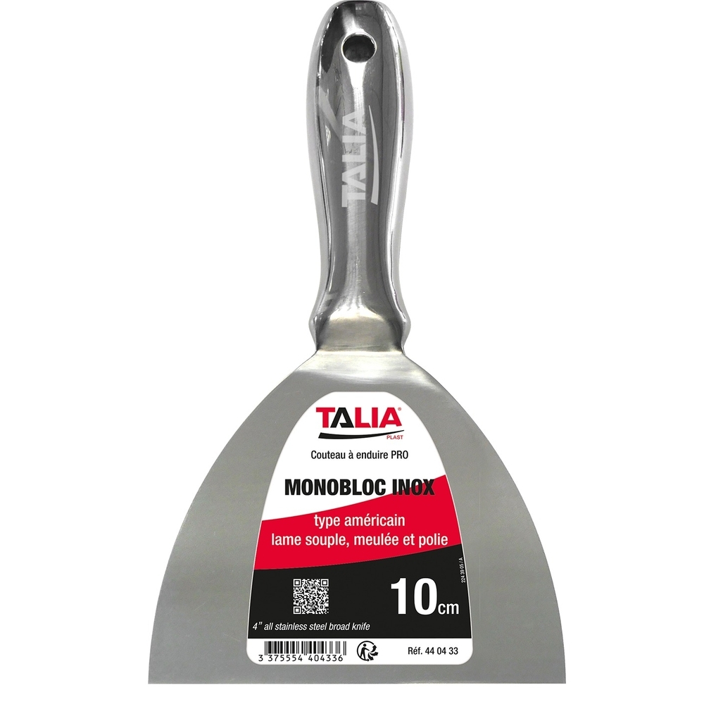 Couteau à enduire monobloc type américain inox 10cm - TALIAPLAST - 440433