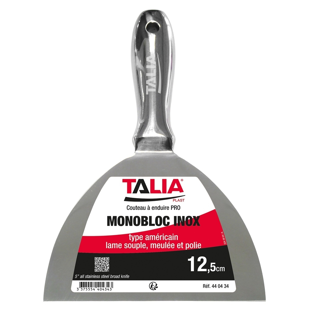 Couteau à enduire monobloc type américain inox 12cm - TALIAPLAST - 440434