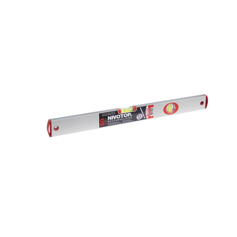 NIVEAU 'NIVOTOP' ALUMINIUM RECTANGULAIRE 2 FIOLES 50CM TALIAPLAST - 450602