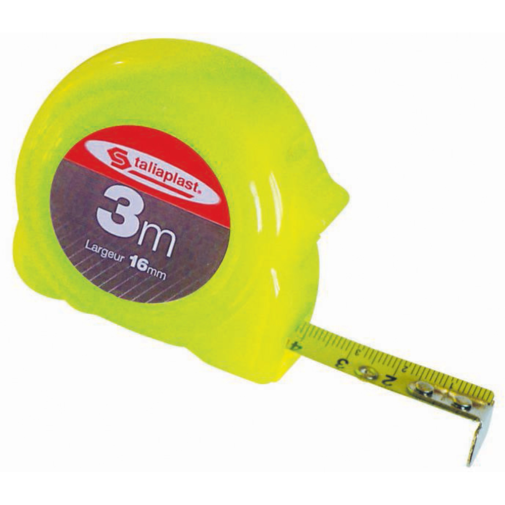 TRIPLE METRE BOITIER FLUO JAUNE 16MM (BLISTER) TALIAPLAST - 490263