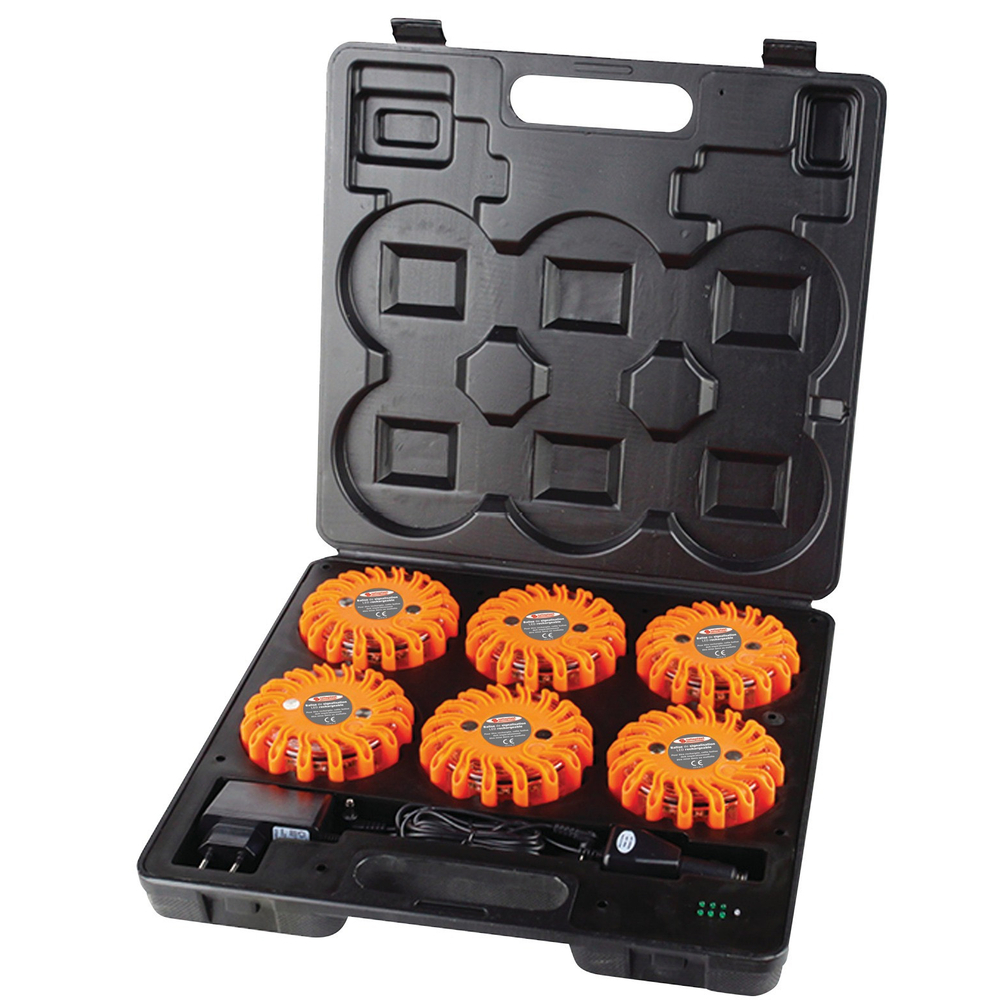 Lampe Balises led (valise 6 pcs) rechargeables + magnetiques TALIAPLAST - 500205